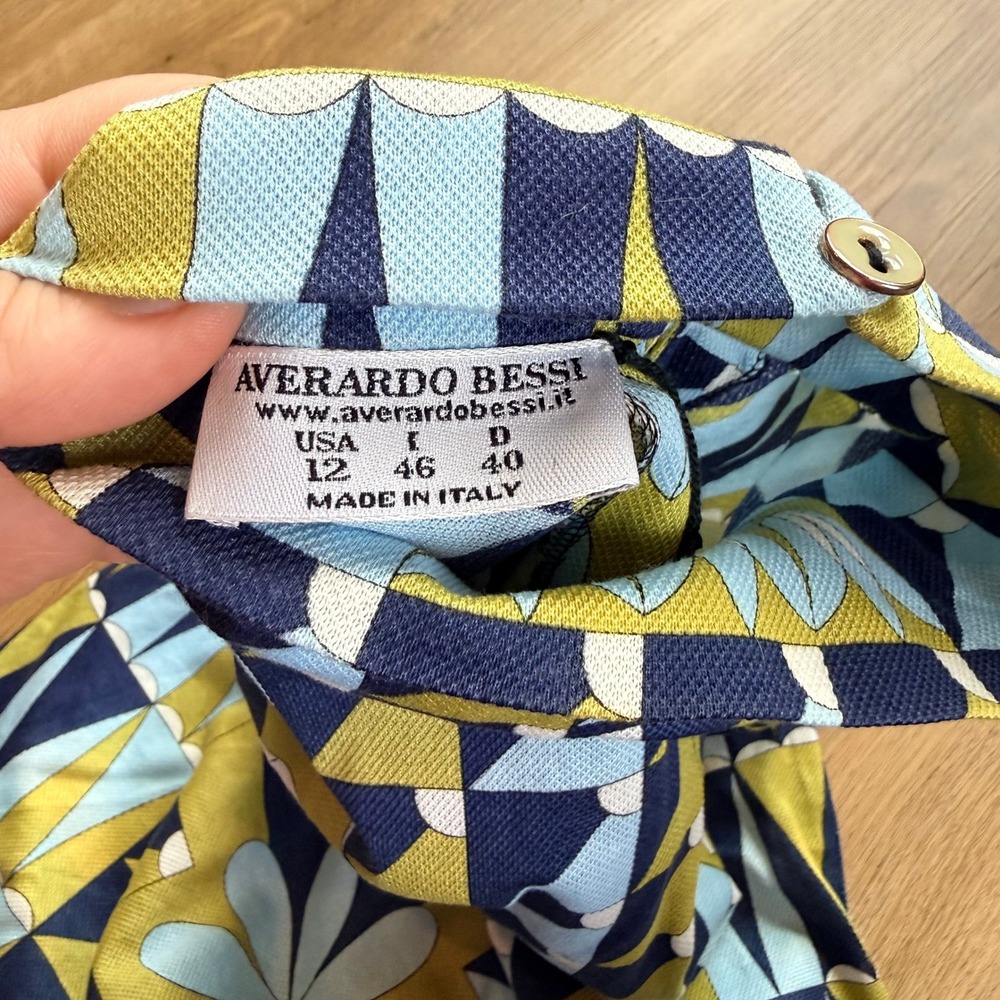 Averardo Bessi Italy Retro Floral Mock Neck Sleeveless Top Blue Green Size 12 - Picture 4 of 6